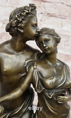 Signée St. Valentin Jour Couple Bronze Sculpture Statue Sur Marbre Base Fonte