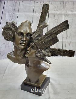 Signée St. Valentin Jour Couple Bronze Sculpture Statue Sur Marbre Socle Chaud