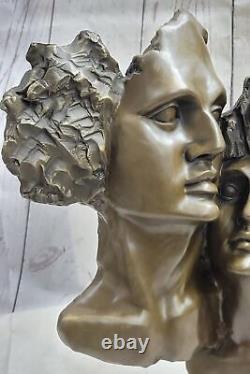 Signée St. Valentin Jour Couple Bronze Sculpture Statue Sur Marbre Socle Chaud