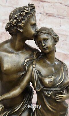 Signée St. Valentin Jour Couple Bronze Sculpture Statue Sur Marbre Socle Chaud