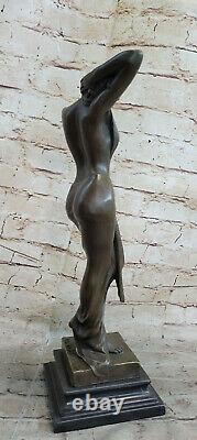 Signée Véritable Aldo Vitaleh 1920 Style Modèle Bronze Sculpture Marbre Statue
