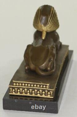 Signée Vintage Mythologique Creature Sphinx Égyptien Art Seco Marbre Sculpture N