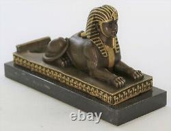 Signée Vintage Mythologique Creature Sphinx Égyptien Art Seco Marbre Sculpture N