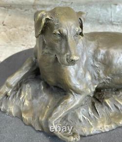 Solide Bronze Fonte Statue Doré Retriever Signée Art Déco Marbre Cadeau