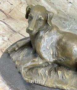 Solide Bronze Fonte Statue Doré Retriever Signée Art Déco Marbre Cadeau