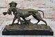 Solide Bronze Fonte Statue Doré Retriever Signée Art Déco Marbre Décor Cadeau