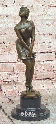 Statue Bronze Signée Preiss Bedtime Girl sur Socle Marbre