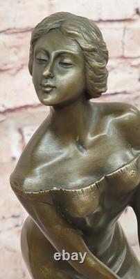 Statue Bronze Signée Preiss Bedtime Girl sur Socle Marbre