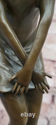 Statue Bronze Signée Preiss Bedtime Girl sur Socle Marbre