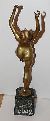 Statue Danseuse Nue Signée R. Monserez Bronze Socle Marbre Art Déco Antique Rare