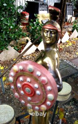 Statue De Leonidas Guerrier Grec Bronze Sur Socle Marbre