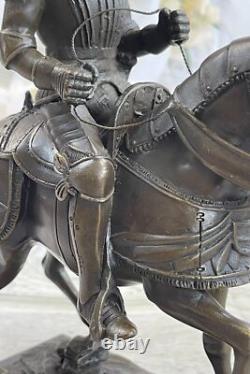 Statue En Bronze Du Guerrier Chevalier Signée Par Milo, Sculpture En Marbre