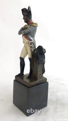 Statue En Bronze Signée De L'Empereur Napoléon En Marbre Art Déco