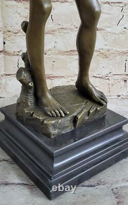 Statue En Bronze Signée Nu Homme Nu Mythologie Sculpture Sur Socle En Marbre