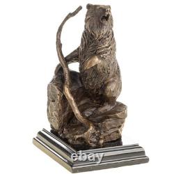 Statue Ours en bronze sur un socle en marbre noir d'après Milo