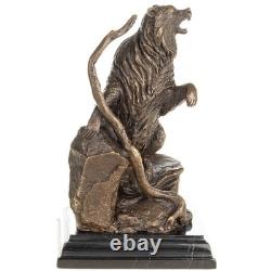 Statue Ours en bronze sur un socle en marbre noir d'après Milo