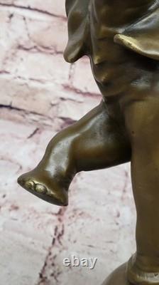 Statue Sculptée D'Éléphant En Bronze Vintage Sur Socle En Marbre Art Déco Signée