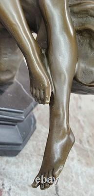 Statue Sculpture Bronze Art Nouveau Femme Nue Signée Milo Base En Marbre
