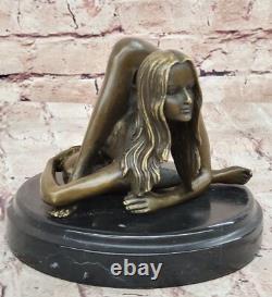 Statue Sculpture Bronze Marbre N° Bronze Signée Femme Nue Érotique