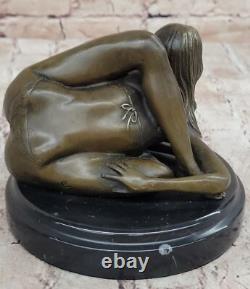 Statue Sculpture Bronze Marbre N° Bronze Signée Femme Nue Érotique
