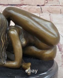 Statue Sculpture Bronze Marbre N° Bronze Signée Femme Nue Érotique