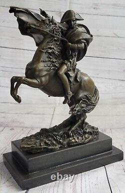 Statue Sculpture Cheval Napoleon Français Style Bronze Signée Marbre Base