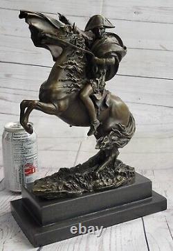 Statue Sculpture Cheval Napoleon Français Style Bronze Signée Marbre Base