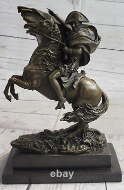 Statue Sculpture Cheval Napoleon Français Style Bronze Signée Marbre Base