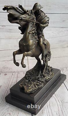 Statue Sculpture Cheval Napoleon Français Style Bronze Signée Marbre Base