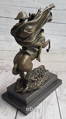 Statue Sculpture Cheval Napoleon Français Style Bronze Signée Marbre Base