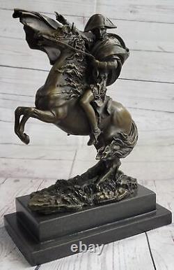 Statue Sculpture Cheval Napoleon Français Style Bronze Signée Marbre Base Art Nr