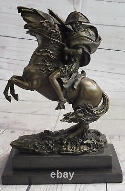 Statue Sculpture Cheval Napoleon Français Style Bronze Signée Marbre Base Art Nr