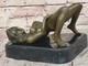 Statue Sculpture En Bronze Et Marbre De Femme Nue Sensuelle Sign&eacute;e Art Sexy
