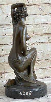 Statue Sculpture En Bronze Et Marbre De Femme Nue Sensuelle Signée Art Sexy