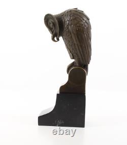 Statue chouette en bronze Art déco sur socle en marbre noir d'après Michel Coste
