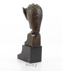 Statue chouette en bronze Art déco sur socle en marbre noir d'après Michel Coste