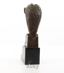 Statue chouette en bronze Art déco sur socle en marbre noir d'après Michel Coste