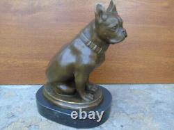 Statue d un chien en bronze signè sur marbre
