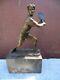 Statue D Un Joueur De Tennis En Bronze Sur Marbre Signé