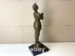 Statue en bronze de Jeanne d'Arc sur un socle en marbre noir d'après Mercier