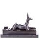 Statue En Bronze Du Chien Du Pharaon Sur Un Socle En Marbre Noir D'apr&egrave;s Milo