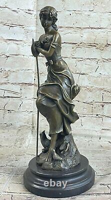 Style Art Nouveau Signée Moreau Grand Détail 100% Véritable Bronze Marbre Statue