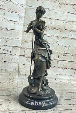 Style Art Nouveau Signée Moreau Grand Détail 100% Véritable Bronze Marbre Statue