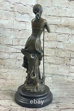 Style Art Nouveau Signée Moreau Grand Détail 100% Véritable Bronze Marbre Statue