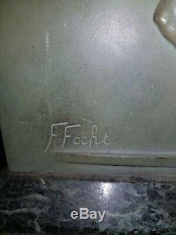 Superbe Bronze signé F. FOCHT, Rugby, Art déco, belle patine, bronze sur marbre