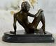 Superbe Signé Érotique Nu Bronze Statue Sculpture Marbre Figurine Artwork Nr