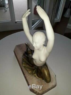 Superbe sculpture danseuse bronze et marbre 1930 signée RIGAUD