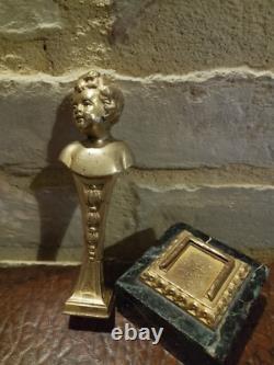 Tampon sceau en bronze signé roland sur base marbre