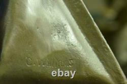 Taureau Bronze Buste Sculpture Chaud Fonte Signé Original Williams Marbre Base