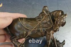 Th. Gechter Cheval Bronze A ¨patine Marron Marbre Sienne Epoque Xixeme 16x15cm